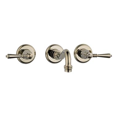 Click here to see Brizo 65836LF-PN Brizo Tresa Two-Handle Wall-Mount Brilliance Polished Nickel Bathroom Faucet with Grid Strainer, Lever Handles, Three-Hole, 1.5 GPM - 65836LF-PN