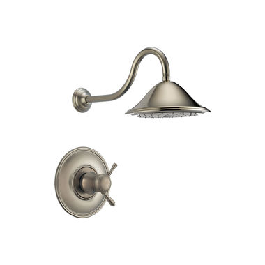 Click here to see Brizo T60210-PN Brizo Traditional TempAssure Two-Handle Shower Faucet with Single-Function Rain Showerhead, 1.75 GPM, Lever Handles, Brilliance Polished Nickel - T60210-PN