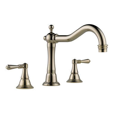 Click here to see Brizo T67336-PN Brizo Tresa Two-Handle Deck-Mount Roman Tub Faucet Trim, Lever Handles, ADA, Hook Spout, 3-Hole, Brilliance Polished Nickel - T67336-PN