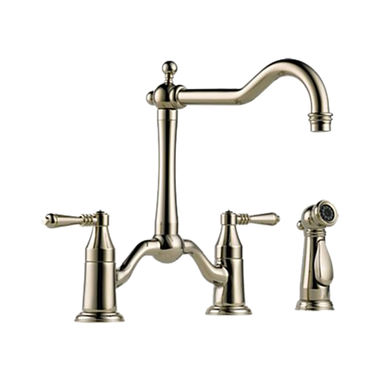 Click here to see Brizo T67338-PN Brizo Tresa Two-Handle Deck-Mount Roman Tub Faucet Trim, Cross Handles, Hook Spout, 3-Hole, Brilliance Polished Nickel - T67338-PN