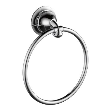 Click here to see Delta 79446 Delta Linden Round Wall Mounted Towel Ring with Mounting Hardware, 6-1/2in Diameter, Metal Constructed, Chrome - 79446