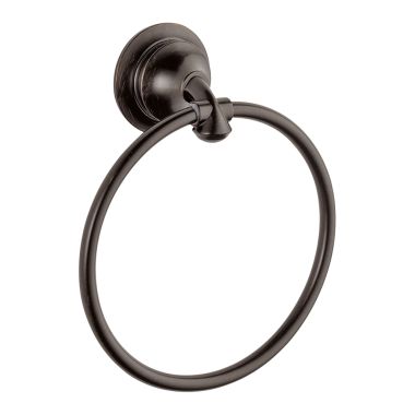 Click here to see Delta 79446-RB Delta Linden Round Wall Mounted Towel Ring with Mounting Hardware, 6-1/2in Diameter, Metal Constructed, Venetian Bronze - 79446-RB