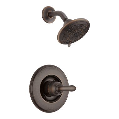 Click here to see Delta T14294-RB Delta Linden Monitor 14 Series Single-Handle Shower Faucet with 5-Setting Rain Showerhead, 1.75 GPM, Lever Handle, Touch-Clean, Venetian Bronze - T14294-RB
