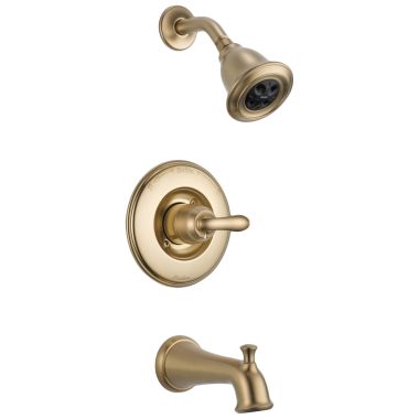 Click here to see Delta T14494-CZH2O Delta Linden Five-Setting Champagne Bronze Monitor 14 Series H2Okinetic Tub and Shower Trim, 1.5 GPM, Single Lever Handle, ADA-Compliant - T14494-CZH2O