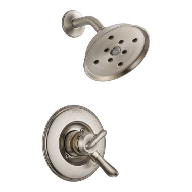 Click here to see Delta T17294-SS Delta Linden Monitor 17 Series Single-Setting H2Okinetic Shower Faucet with Volume Control, Two Handles, 1.75 GPM, Lever Handles, Stainless - T17294-SS
