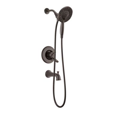Click here to see Delta T17494-RB-I Delta Linden Monitor 17 Series Two-In-One In2ition Tub/Shower Faucet with Volume Control, Two-Handle, 1.75 GPM, Lever Handles, Venetian Bronze - T17494-RB-I