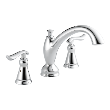 Click here to see Delta T2794 Delta Linden Two-Handle Roman Tub Faucet Trim, C-Spout, Lever Handles, ADA-Compliant, Chrome - T2794