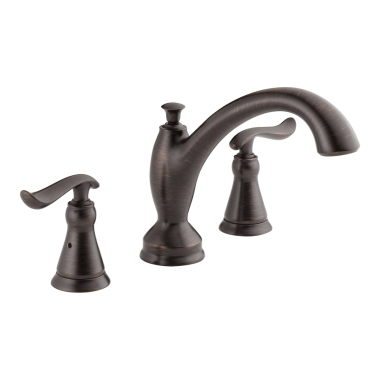 Click here to see Delta T2794-RB Delta Linden Two-Handle Roman Tub Faucet Trim, C-Spout, Lever Handles, ADA-Compliant, Venetian Bronze - T2794-RB