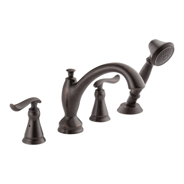 Click here to see Delta T4794-RB Delta Linden Two-Handle Roman Tub Faucet Trim with 1.75 GPM Single Setting Hand Shower, Lever Handles, Venetian Bronze - T4794-RB