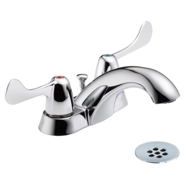 Click here to see Delta 2529LF-HDF Delta Commercial 2529LF-HDF Two Handle Lavatory Faucet With Wrist Blade Handles