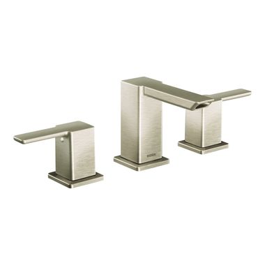 Click here to see Moen TS6720BN Moen TS6720BN 90-Degree Two-Handle Widespread Low Arc Bathroom Faucet, Brushed Nickel