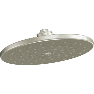 Click here to see Moen S112EPBN Moen Waterhill 10in Single-Function Rainshower Shower Head, Immersion Technology, LifeShine, Eco-Performance, 2.0 GPM, Self-Pressurizing, Brushed Nickel - S112EPBN