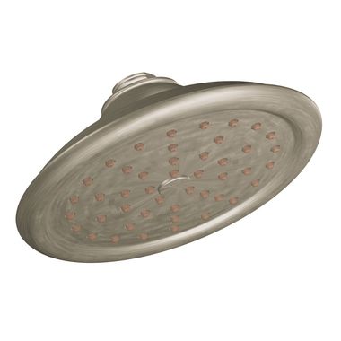 Click here to see Moen S6310EPBN Moen ExactTemp 7in Single-Function Rainshower Shower Head, Immersion Technology, LifeShine, 1.75 GPM, Round, WaterSense, Brushed Nickel - S6310EPBN