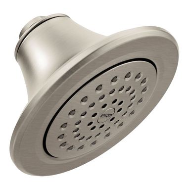 Click here to see Moen S6312EPBN Moen Icon 5-7/8in Single-Function Shower Head, Round, Full Spray, LifeShine Finish, Eco-Performance, 1.75 GPM, Brushed Nickel - S6312EPBN
