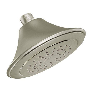 Click here to see Moen S6335BN Moen Rothbury 6-1/2in Single-Spray Function Shower Head, LifeShine Finish, 2.5 GPM, Metal Construction, Brushed Nickel - S6335BN