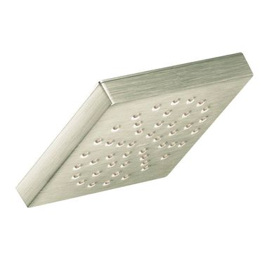 Click here to see Moen S6340BN Moen 90 Degree 6in Single-Function Rainshower Shower Head, Square, Immersion Technology, LifeShine Finish, 2.5 GPM, Brushed Nickel - S6340BN