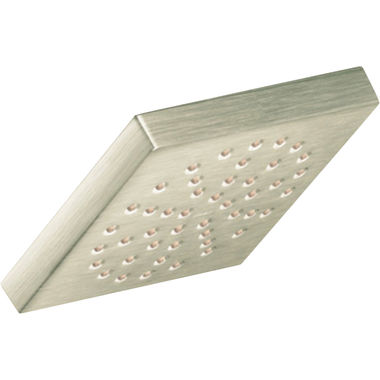 Click here to see Moen S6340EPBN Moen 90 Degree 6in Single-Function Rainshower Shower Head, Square, Immersion Technology, LifeShine, Eco-Performance, 1.75 GPM, Brushed Nickel - S6340EPBN