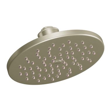 Click here to see Moen S6360BN Moen 8in Single-Function Rainshower Shower Head, Round, Immersion Technology, LifeShine, 2.5 GPM, Brushed Nickel - S6360BN