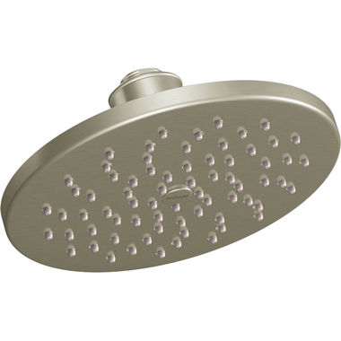Click here to see Moen S6360EPBN Moen 8in Single-Function Rainshower Shower Head, Round, Immersion Technology, LifeShine, Eco-Performance, 1.75 GPM, WaterSense, Brushed Nickel - S6360EPBN