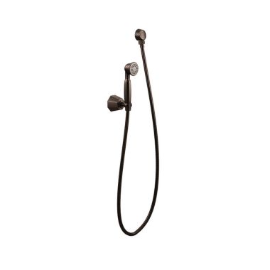 Click here to see Moen S145EPORB Moen Felicity Single-Function Hand Shower with Wall Bracket and Hose, Round, Eco-Performance, 1.75 GPM, Oil Rubbed Bronze - S145EPORB