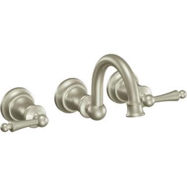 Click here to see Moen TS416BN Moen TS416BN Waterhill Two Handle Wall Mount Bathroom Faucet in Brushed Nickel