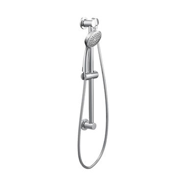 Click here to see Moen 3868EP Moen 4in Single-Function Handheld Shower with 24in Slide Bar, Round, Eco-Performance, 1.75 GPM, WaterSense, 59in Hose, Chrome - 3868EP