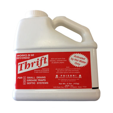 Click here to see Thrift T-600 Thrift T-600 Odorless Non-Acidic Pipe & Drain Cleaner, 6 lbs