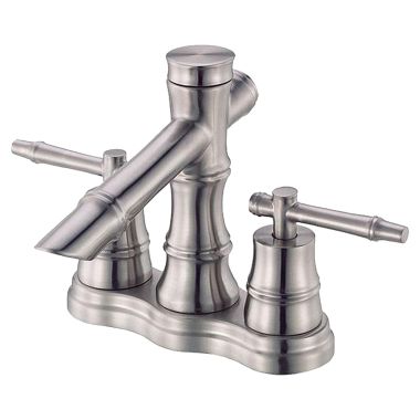 Click here to see Danze D309145BN Danze South Sea Centerset Bathroom Faucet with Brass Pop-Up Drain, Two-Handle, 1.5 GPM, Lever Handle, ADA, Brushed Nickel - D309145BN