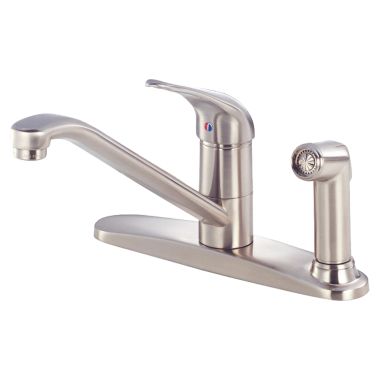 Click here to see Danze D405512SS Danze Melrose Single Handle Kitchen Faucet w/ Side Spray in Deck Plate, Stainless Steel - D405512SS