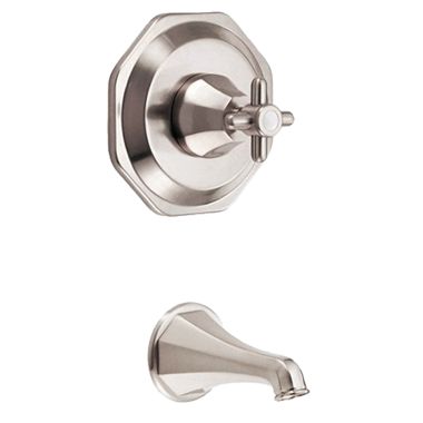 Click here to see Danze D500666BNT Danze Brandywood Single-Handle Pressure-Balanced Tub Only Trim, Cross Handle, Brushed Nickel - D500666BNT