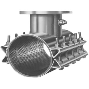 Click here to see JCM Industries 432-0900X8 JCM Flanged Tapping Saddle, 8in x 8in, Stainless - 432-0900x8