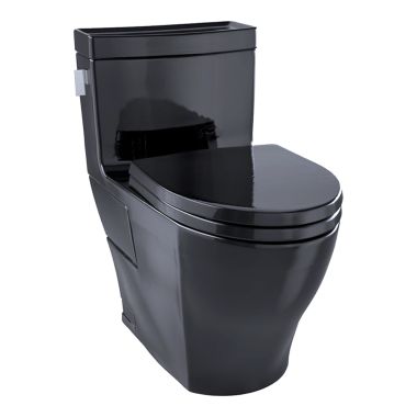 Click here to see Toto MS624214CEF#51 TOTO Legato One-Piece Elongated 1.28 GPF Universal Height Skirted Toilet, Ebony Black - MS624214CEF#51