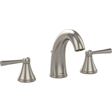 Click here to see Toto TL210DD#BN Toto Silas Two-Handle Widespread Lavatory Faucet with Metal Pop-Up, 1.5 GPM, Three-Hole, Lever Handles, Solid Brass, Brushed Nickel - TL210DD#BN 