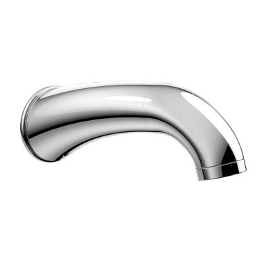 Click here to see Toto TS210E#BN Toto Silas 7-11/16-inch Wall Mounted Brushed Nickel Non-Diverting Tub Spout, 1/2-inch Connection Size, NPT, Brass - TS210E#BN