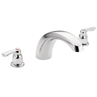 Click here to see Moen T990 Moen Chateau Two-Handle Roman Tub Faucet Trim, Low Arc Spout, Lever Handles, M-PACT, Chrome - T990