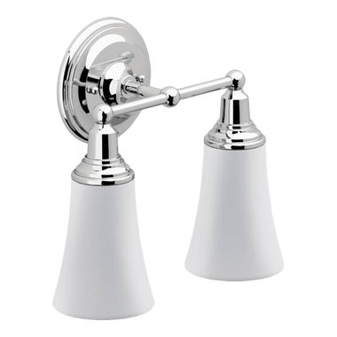 Click here to see Moen YB8262CH Moen Rothbury 2-Globe Bathroom Vanity Light, Chrome - YB8262CH