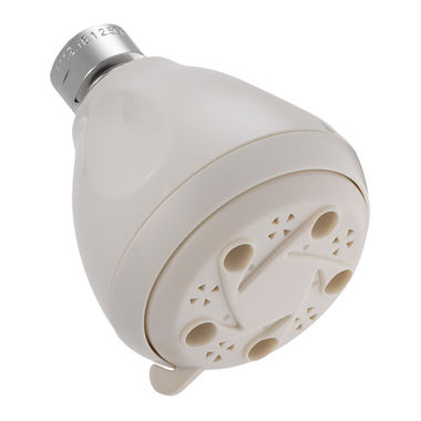 Click here to see Delta 52675-WH-PK Delta Three-Setting 3in Touch-Clean Shower Head, WaterSense, 2.5 GPM, Chrome/White - 52675-WH-PK