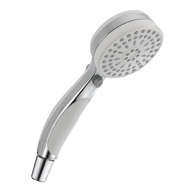 Click here to see Delta 59424-WC20-PK Delta Universal Showering ActivTouch 9-Setting Hand Shower, Round, 2.0 GPM, Chrome/White - 59424-WC20-PK