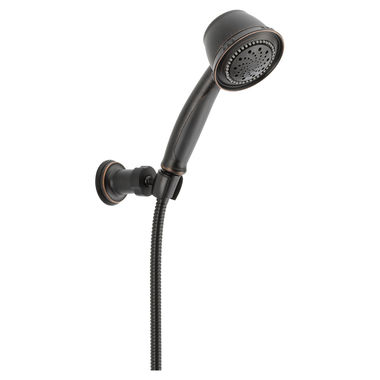 Click here to see Delta 59515-RB Delta Universal Showering Premium Five-Setting Adjustable Wall-Mount Hand Shower with Stretchable Metal Hose, 2.5 GPM, Touch-Clean, Venetian Bronze - 59515-RB