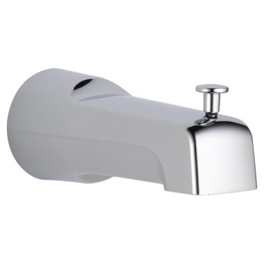 Click here to see Delta U1011-PK Delta Tub Spout with Pull-Up Diverter, Chrome, Slip fit 1/2in CWT, 1/2in or 3/4in IPS, 6-11/16in Spout Reach, Wall-Mount Installation - U1011-PK