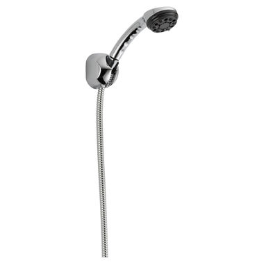 Click here to see Delta 59348-20-PK Delta Universal Showering 4-Setting WaterSense Fixed Wall Mount Hand Shower with 60in UltraFlex Hose, 2.0 GPM, Chrome - 59348-20-PK