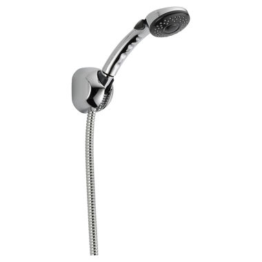 Click here to see Delta 59410-B-PK Delta Universal Showering Fundamentals 2-Spray Setting Fixed Wall Mount Hand Shower with Dual Check Valves, 2.5 GPM, Chrome - 59410-B-PK