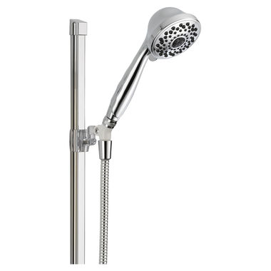 Click here to see Delta 51751 Delta Universal Showering 3in Seven-Setting Hand Shower with 24in Slide Bar, Round, 1.75 GPM, ADA, WaterSense, Chrome - 51751