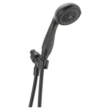 Click here to see Delta 56613-RB Delta Premium Three-Setting Touch-Clean Handheld Shower with Shower Mount and 60in to 82in Stretchable Metal Hose, 2.5 GPM, Venetian Bronze - 56613-RB