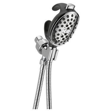 Click here to see Delta 54456-PK Delta Temp2O Four-Setting Hand Shower with Arm Mount and 60in to 82in Stretchable Metal Hose, Touch-Clean, 2.5 GPM, Chrome - 54456-PK