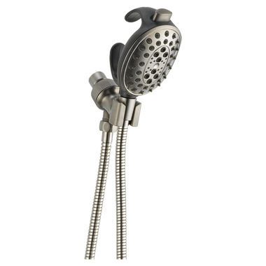 Click here to see Delta 54456-SS-PK Delta Palm Four-Setting ADA Hand Shower with Shower Mount and 60in to 82in Stretchable Hose, 2.5 GPM, Stainless - 54456-SS-PK