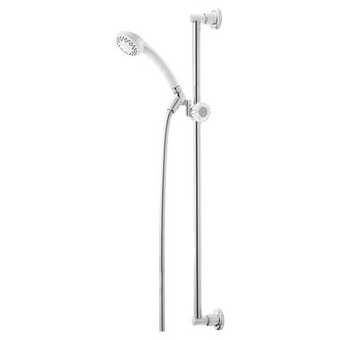Click here to see Delta 51502-WH Delta Fundamentals 2.5 GPM Single-Setting Hand Shower with Slide Bar, 2.5 GPM, White  - 51502-WH