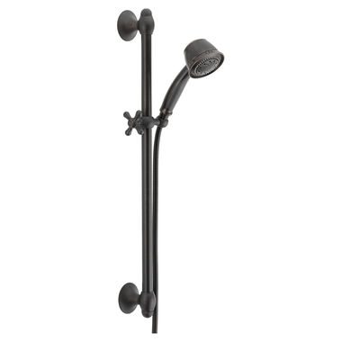Click here to see Delta 51508-RB Delta Fundamentals Premium 5-Setting Hand Shower with Slide Bar, Touch-Clean, 2.5 GPM, Venetian Bronze - 51508-RB