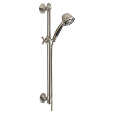 Click here to see Delta 51508-SS Delta Fundamentals Premium 5-Setting Hand Shower with Slide Bar, Touch-Clean, 2.5 GPM, Stainless - 51508-SS