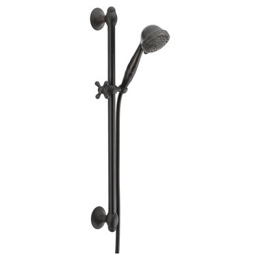 Click here to see Delta 51708-RB Delta Universal Showering 7-Setting Hand Shower with Slide Bar, WaterSense, 1.75 GPM, Venetian Bronze - 51708-RB